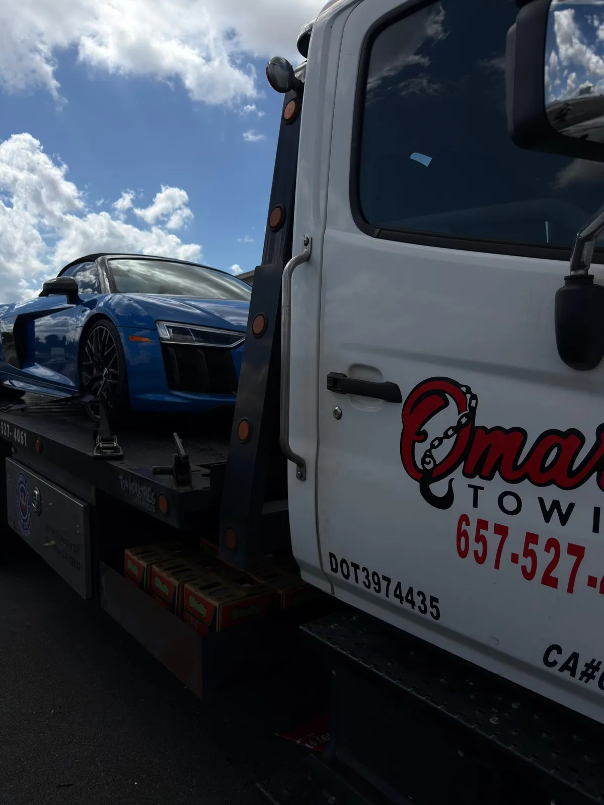 Audi R8 on flatbed